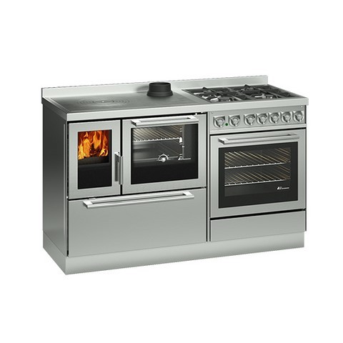 cuisinière à bois et gaz demanincor 140 inox