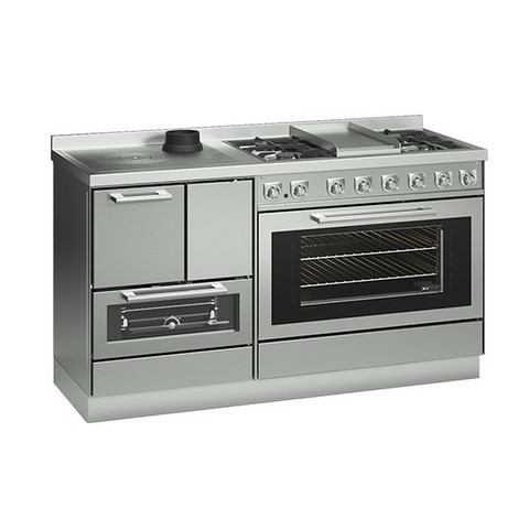 Monobloc Cuisinière à bois et gaz DeManincor classica inox 156