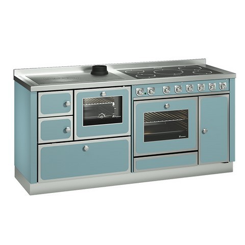 cuisinière à bois et gaz demanincor 180 bleu